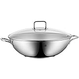 WMF Wok Induktion 32 cm, Wok mit Glasdeckel, Cromargan...